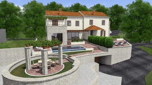 Two semi detached houses with pools in greenery surrounded by the beauties of Dubrovnik region